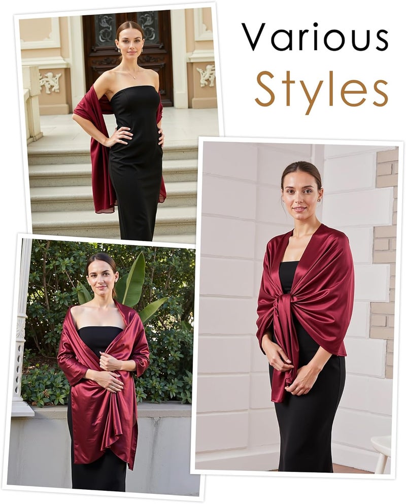 Sofier Satin Shawl Wraps for Women Evening Dresses Wedding Bridal Party Silky Scarf Formal Cover Up Bridesmaid Gifts - Image 5